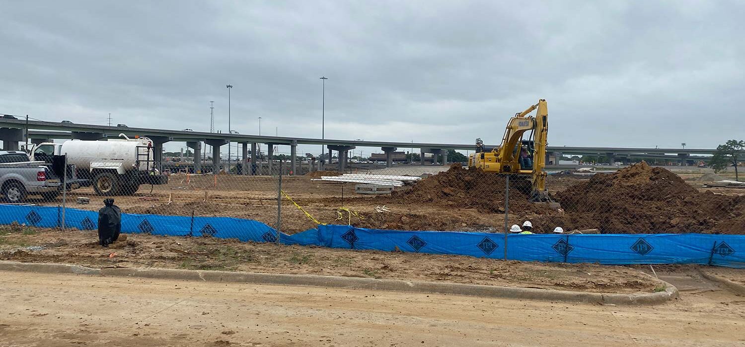 Construction site of Texas Plaza water line